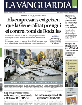 Cover of La Vanguardia (Catalonia - 1st edition)