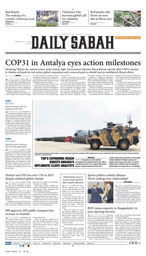 Cover of Daily Sabah (Turkey)