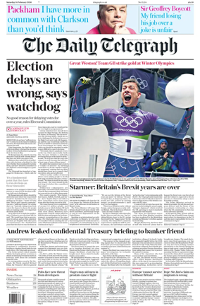 Cover of The Daily Telegraph - Saturday