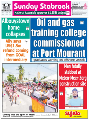 Cover of Stabroek News Sunday
