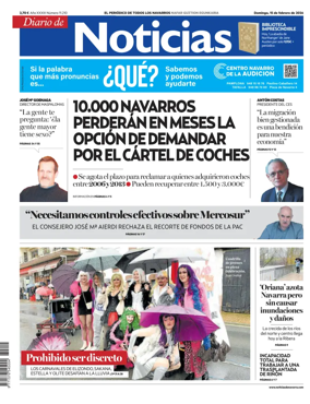 Cover of Diario de Noticias (Spain)