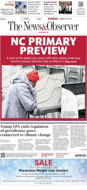 Cover of The News & Observer (Sunday)