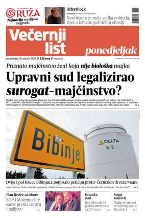 Cover of Vecernji list - Hrvatska