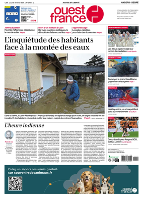 Cover of Ouest France (Angers / Segre)