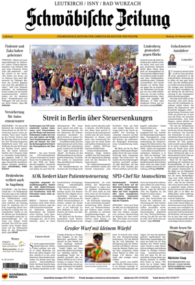 Cover of Schwabische Zeitung (Leutkirch / Isny / Bad Wurzach)