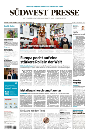 Cover of Sudwest Presse - Metzinger Uracher Volksblatt - Der Ermstalbote