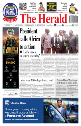 Cover of The Herald (Zimbabwe)