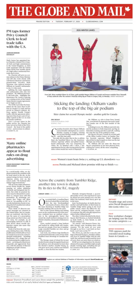 Cover of The Globe and Mail (Prairie Edition)