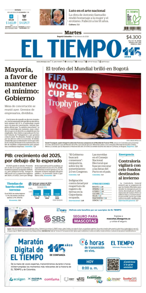 Cover of El Tiempo (Bogota)