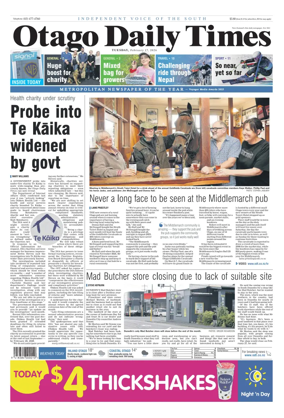 Cover of Otago Daily Times