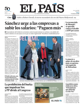 Cover of El Pais
