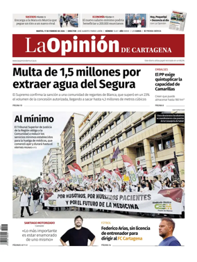 Cover of La Opinion de Murcia (Cartagena)