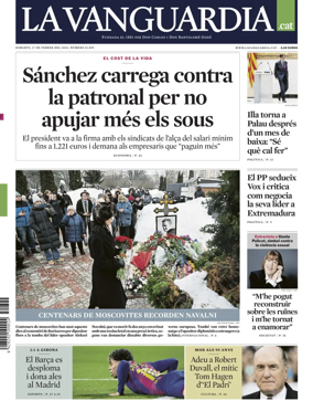 Cover of La Vanguardia (Catalonia - 1st edition)