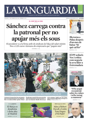 Cover of La Vanguardia (Catala)