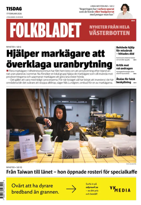 Cover of Folkbladet Vasterbotten