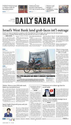 Cover of Daily Sabah (Turkey)