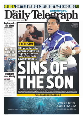 Cover of The Daily Telegraph (Sydney)