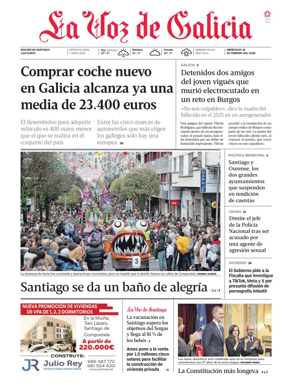 Cover of La Voz de Galicia (Santiago)