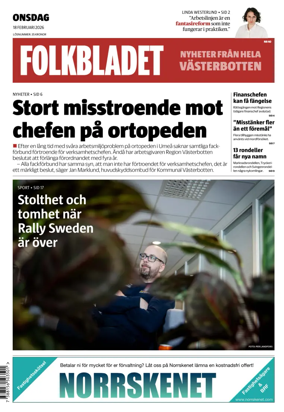 Cover of Folkbladet Vasterbotten