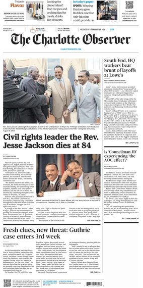 Cover of The Charlotte Observer