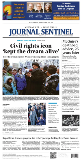 Cover of Milwaukee Journal Sentinel