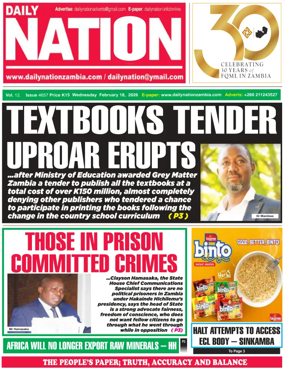 Cover of Daily Nation Newspaper