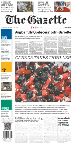 Cover of Montreal Gazette