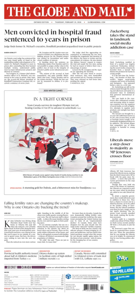 Cover of The Globe and Mail (Ontario Edition)