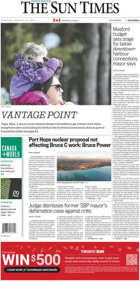 Cover of The Sun Times (Owen Sound)