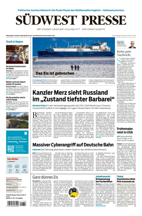 Cover of Sudwest Presse - Metzinger Uracher Volksblatt - Der Ermstalbote