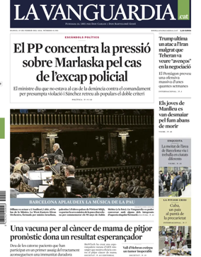 Cover of La Vanguardia (Catalonia - 1st edition)