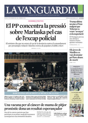 Cover of La Vanguardia (Catala)