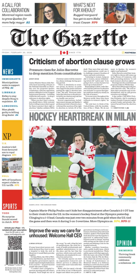 Cover of Montreal Gazette