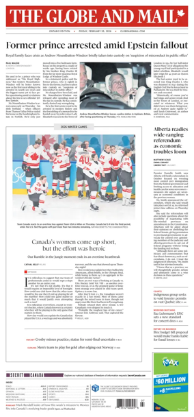 Cover of The Globe and Mail (Ontario Edition)