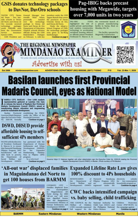 Cover of The Mindanao Examiner Regional Newspaper