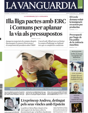 Cover of La Vanguardia (Catalonia - 1st edition)