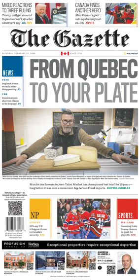 Cover of Montreal Gazette
