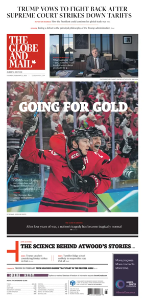Cover of The Globe and Mail (Alberta Edition)