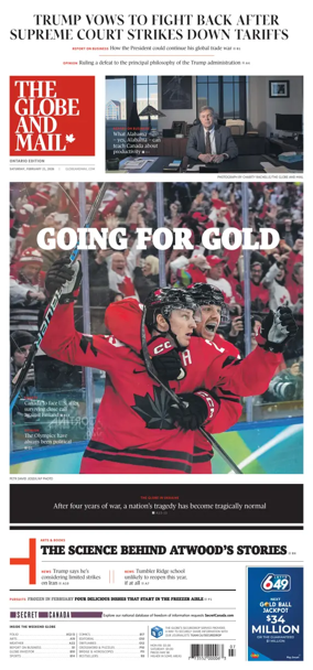 Cover of The Globe and Mail (Ontario Edition)