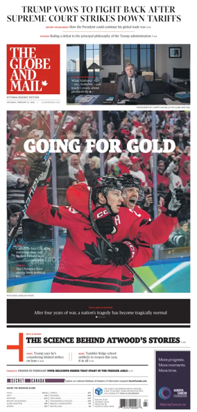 Cover of The Globe and Mail (Ottawa/Quebec Edition)