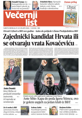 Cover of Vecernji list BiH