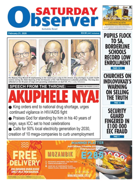 Cover of Saturday Observer (Eswatini)