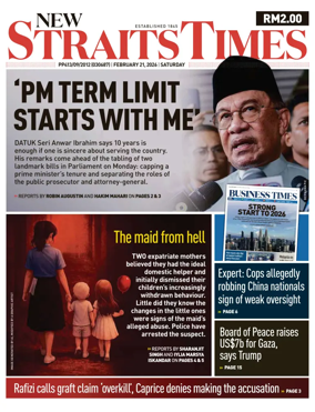 Cover of New Straits Times