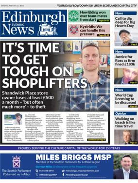 Cover of Edinburgh Evening News