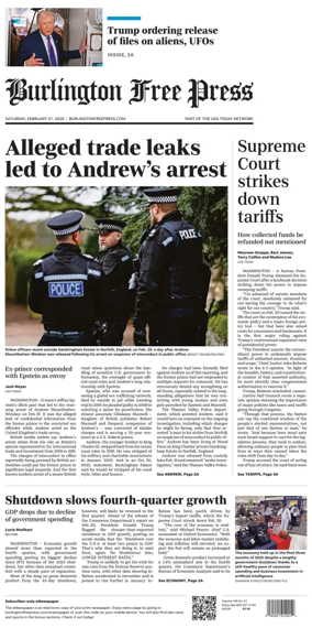 Cover of Burlington Free Press