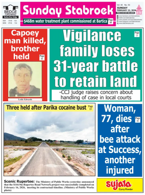 Cover of Stabroek News Sunday