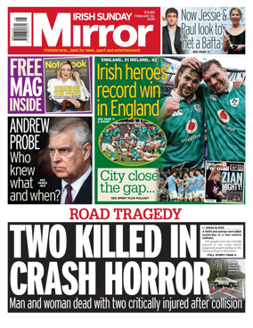 Cover of Irish Sunday Mirror