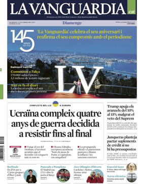 Cover of La Vanguardia (Catalonia - 1st edition)