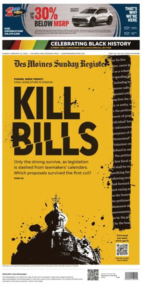 Cover of The Des Moines Register