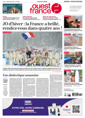 Cover of Ouest-France (Quimper Centre-Finistere)